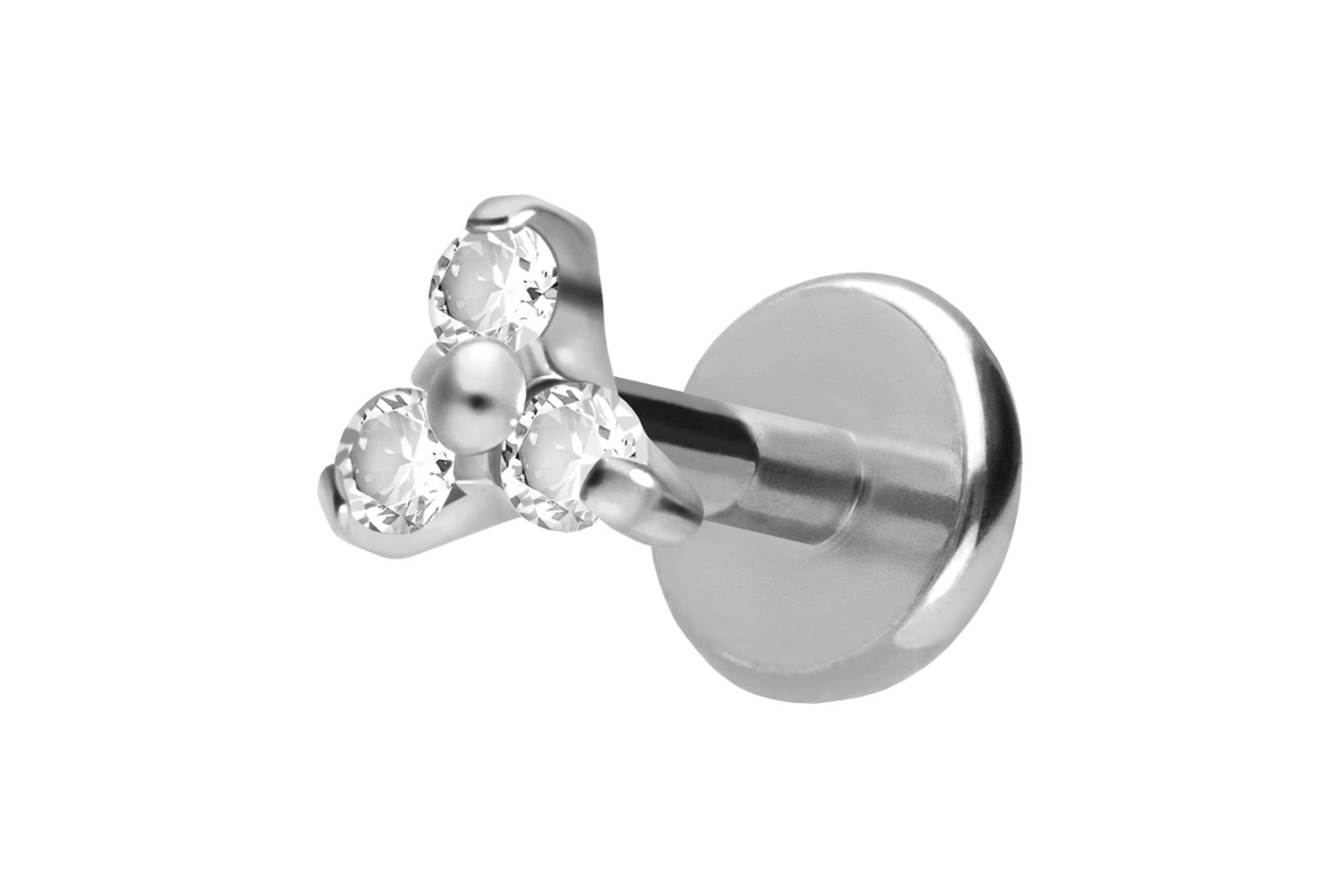 Titan Labret Piercing mit Push Fit KRISTALLBLUME